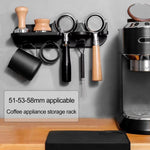 Tutto in uno: supporto da parete per accessori da caffè, organizer per bar, portafiltro e pressino., 51mm, 54mm, 58mm