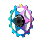 WEST BIKING YP0719490 Ruota di rinvio per deragliatore posteriore per bici da strada con cuscinetti in metallo, 11T Black, 11T Red, 11T Colorful, 13T Black, 13T Red, 13T Colorful