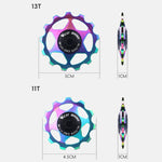 WEST BIKING YP0719490 Ruota di rinvio per deragliatore posteriore per bici da strada con cuscinetti in metallo, 11T Black, 11T Red, 11T Colorful, 13T Black, 13T Red, 13T Colorful