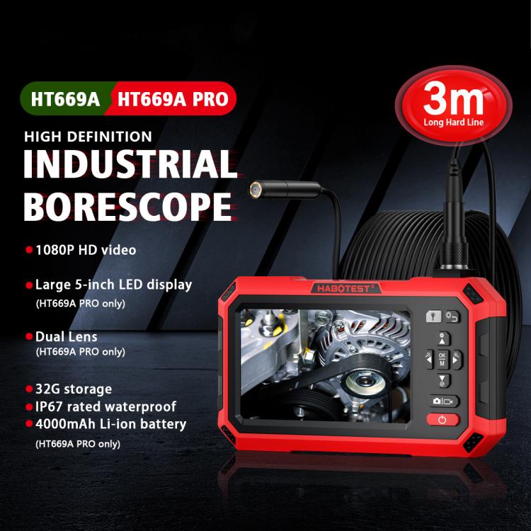 Endoscopio industriale HD HABOTEST HT669A con display 4,3"