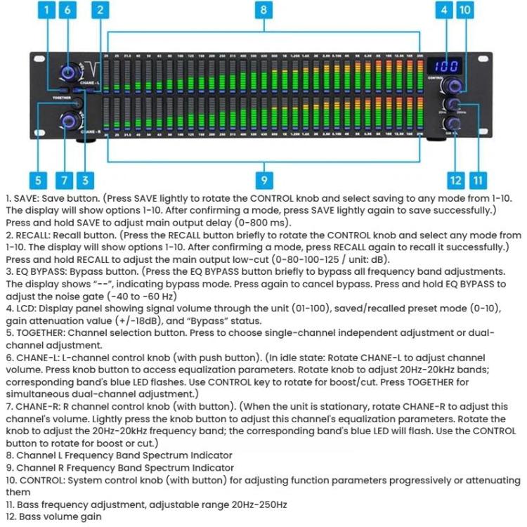 Equalizzatore digitale audio 31 bande montabile rack 2U
