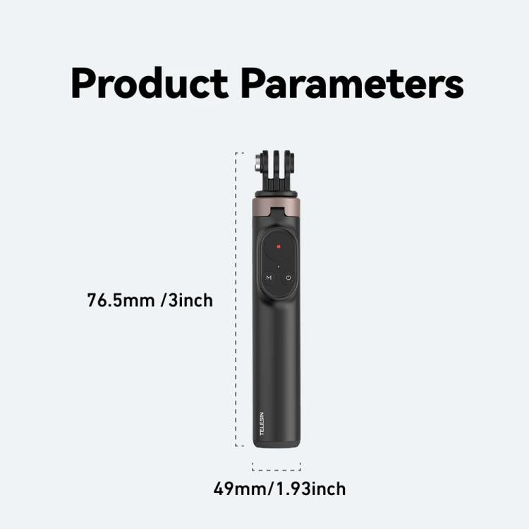 TELESIN Telecomando Bluetooth per selfie stick e treppiede per action camera e smartphone