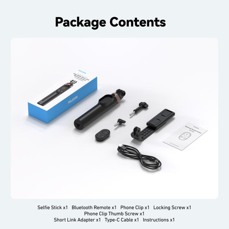 TELESIN Telecomando Bluetooth per selfie stick e treppiede per action camera e smartphone