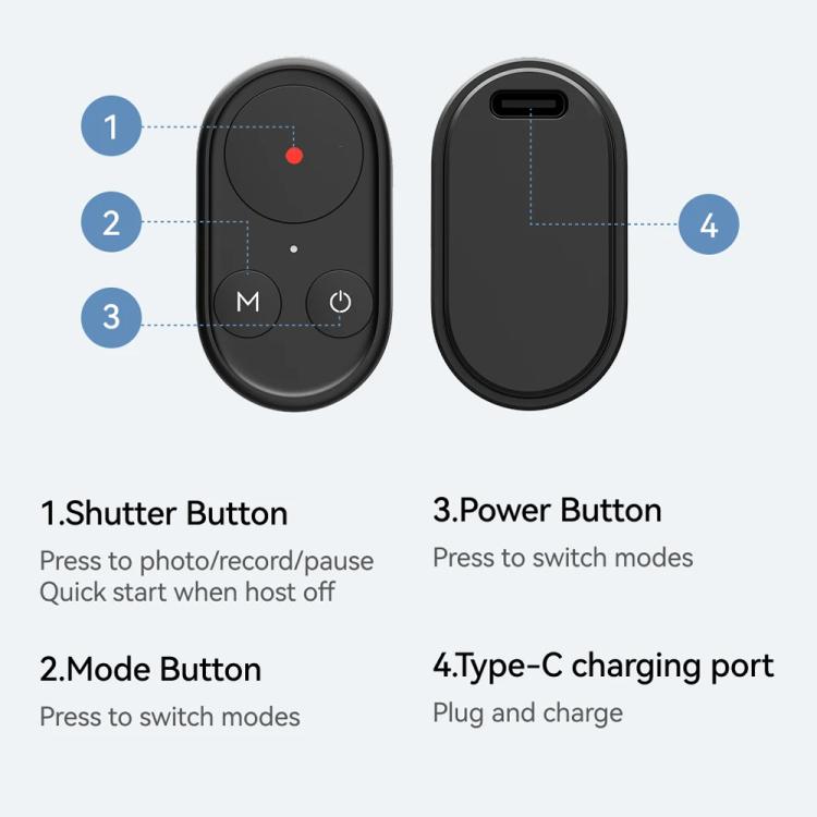 TELESIN Telecomando Bluetooth per selfie stick e treppiede per action camera e smartphone
