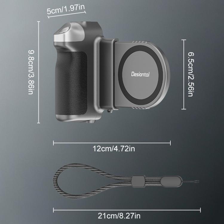 Desiontal GP-06 Impugnatura stabilizzatrice magnetica retrattile per smartphone, ideale per riprese in diretta streaming e selfie all'aperto., GP-06