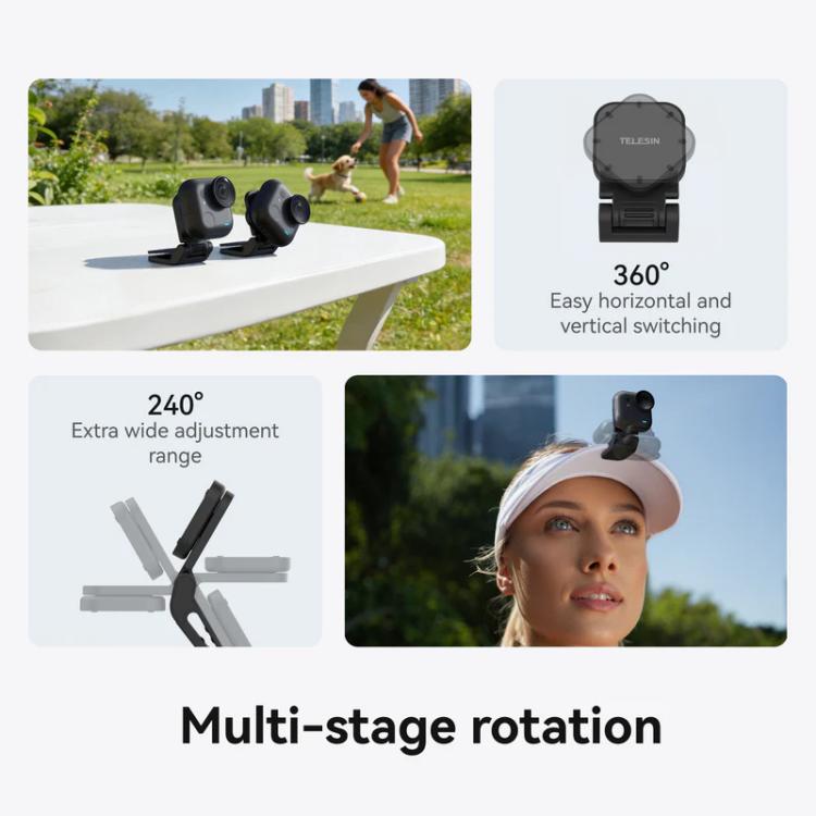 Accessorio con clip girevole magnetica TELESIN per fotocamera Insta360 Go Ultra, per visuale in prima persona.