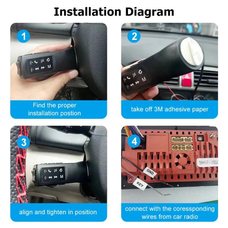 Pulsanti/impugnatura multifunzione per volante auto, specifici per schermi Android di grandi dimensioni., A3001 White Backlight, A3001 Blue Backlight