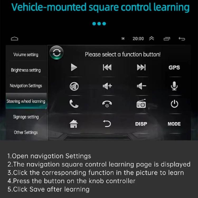 Pulsanti/impugnatura multifunzione per volante auto, specifici per schermi Android di grandi dimensioni., A3001 White Backlight, A3001 Blue Backlight