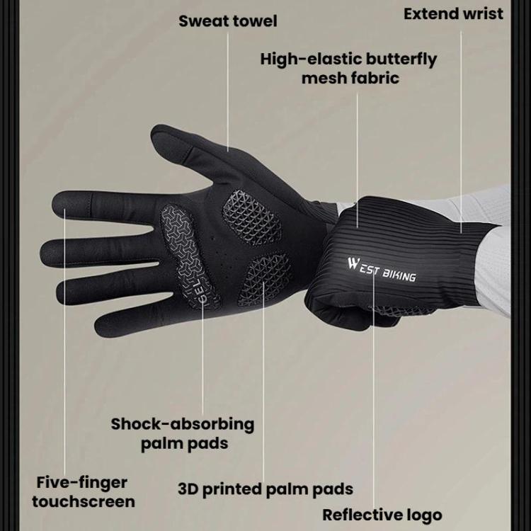 WEST BIKING YP0211278 Guanti da ciclismo antiscivolo stampati in 3D, ammortizzanti, a dita intere, M, L, XL, 2XL