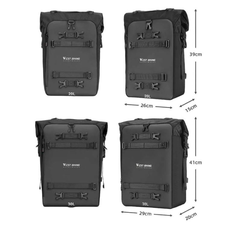 WEST BIKING Borsa da sella posteriore per moto di grande capacità, borsa modulare da appendere, 20L, 30L