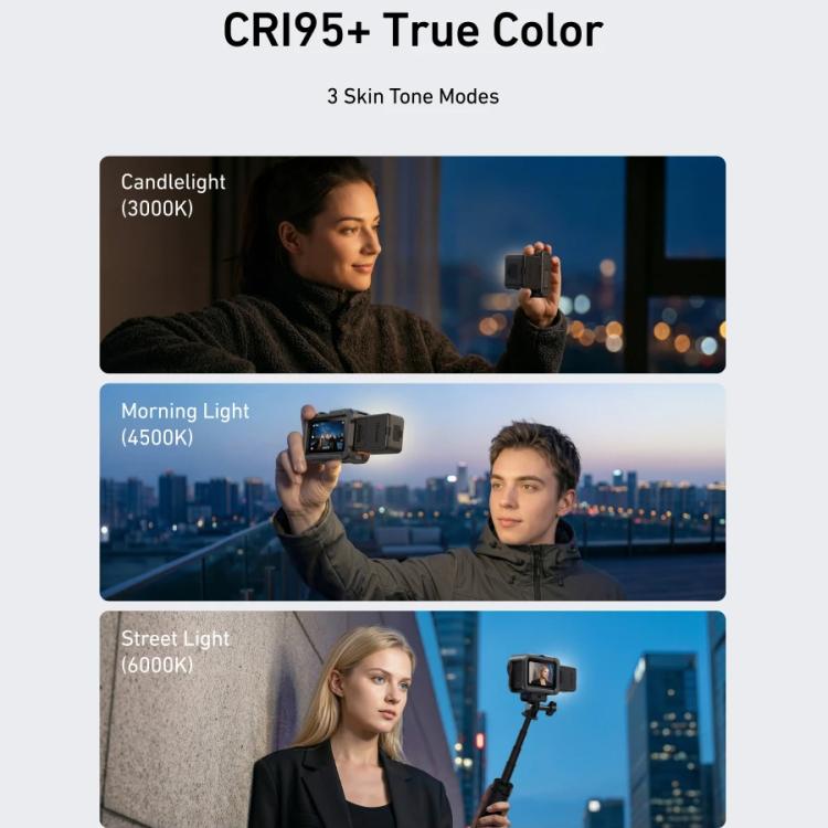 Per DJI Osmo Action 6 / Nano TELESIN Luce di riempimento a sgancio rapido magnetico con doppia temperatura di colore e 25 LED, For DJI Osmo Action 6 / Nano