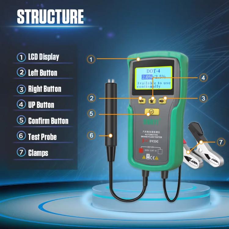 Tester digitale per il contenuto di acqua nel liquido freni auto DUOYI con allarme sonoro e luminoso., DY23C