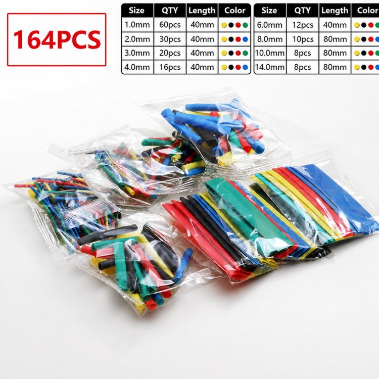 Kit termoretraibile per tubi 164 pezzi in materiale PE