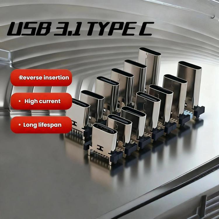 10 connettori USB Type-C femmina a 16 pin con porta di ricarica rapida PD, TH 9.3mm, TH 10.0mm, TH 10.5mm, TH 13mm, TH 13.7mm, TH 15mm, TH 16.5mm, TH 17.5mm, TH 18.5mm, SMT 9.3mm, SMT 13.0mm, SMT 13.7mm, SMT 15.0mm, SMT 17.5mm, SMT 18.5mm