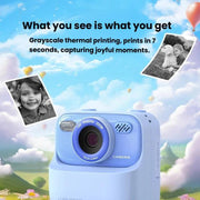 Fotocamera digitale per bambini P79 con stampa istantanea, videocamera e stampa termica.