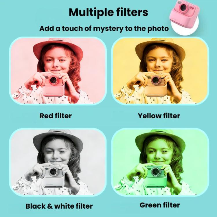 Fotocamera digitale per bambini P79 con stampa istantanea, videocamera e stampa termica.