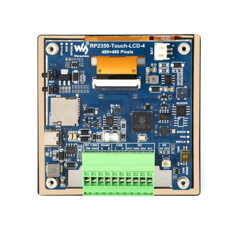 Scheda di sviluppo ad alte prestazioni WAVESHARE RP2350 con risoluzione 480 x 480., With Touch Screen