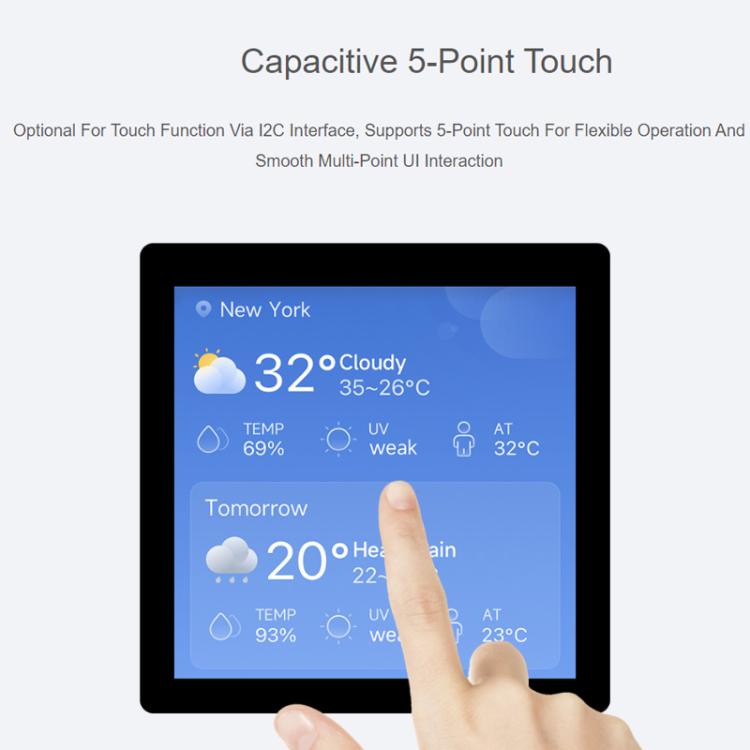 Scheda di sviluppo ad alte prestazioni WAVESHARE RP2350 con risoluzione 480 x 480., With Touch Screen