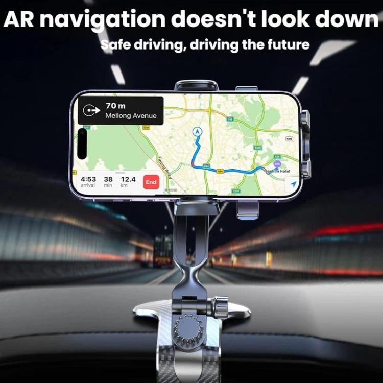 Supporto per telefono da auto con rotazione a 360 gradi e clip a coccodrillo per cruscotto., Mirror Finish, Textured Finish