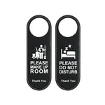 Cartello reversibile in pelle per porta di hotel: "Si prega di preparare la camera e non disturbare" (appendere reversibile)., Hotels Door Sign