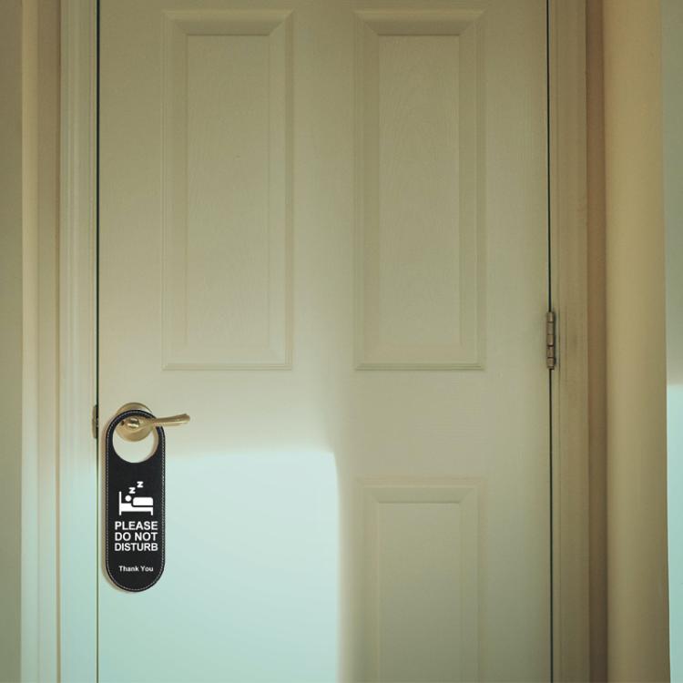 Cartello reversibile in pelle per porta di hotel: "Si prega di preparare la camera e non disturbare" (appendere reversibile)., Hotels Door Sign