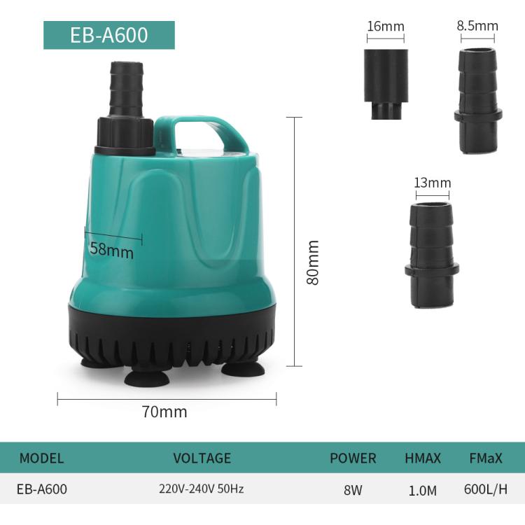 Pompa sommergibile per acquario con aspirazione dal basso per la rimozione dei rifiuti, il cambio dell'acqua e la filtrazione sul fondo., EB-A300 5w, EB-A600 8w, EB-A800 18w, EB-A1000 25w, EB-A1500 40w, EB-A2500 60w, EB-A4000 90w