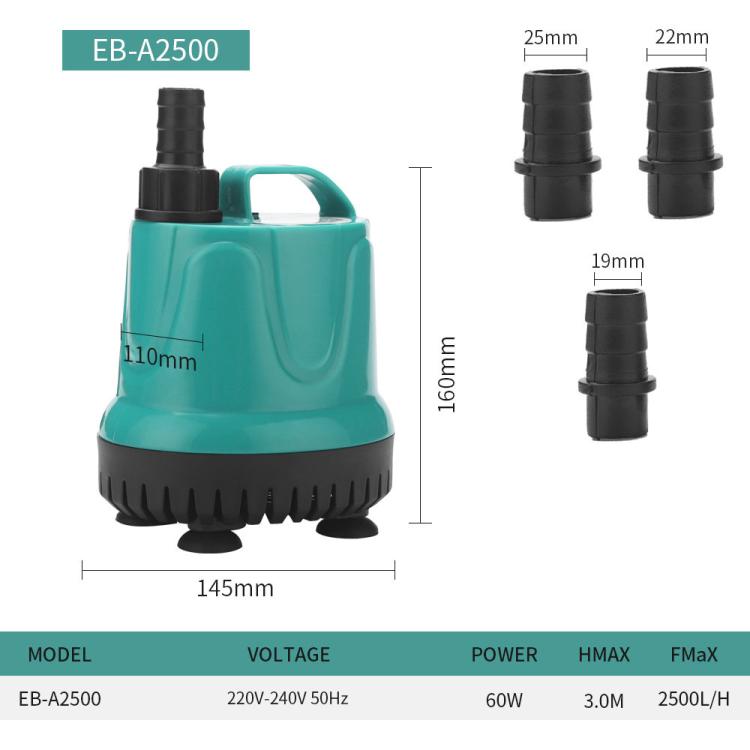 Pompa sommergibile per acquario con aspirazione dal basso per la rimozione dei rifiuti, il cambio dell'acqua e la filtrazione sul fondo., EB-A300 5w, EB-A600 8w, EB-A800 18w, EB-A1000 25w, EB-A1500 40w, EB-A2500 60w, EB-A4000 90w