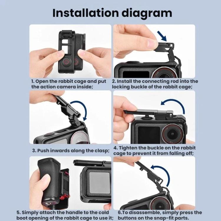 Impugnatura Flymile per gabbia per fotocamera DJI Osmo Action 5 Pro / 4 / 3 con base a sgancio rapido magnetico