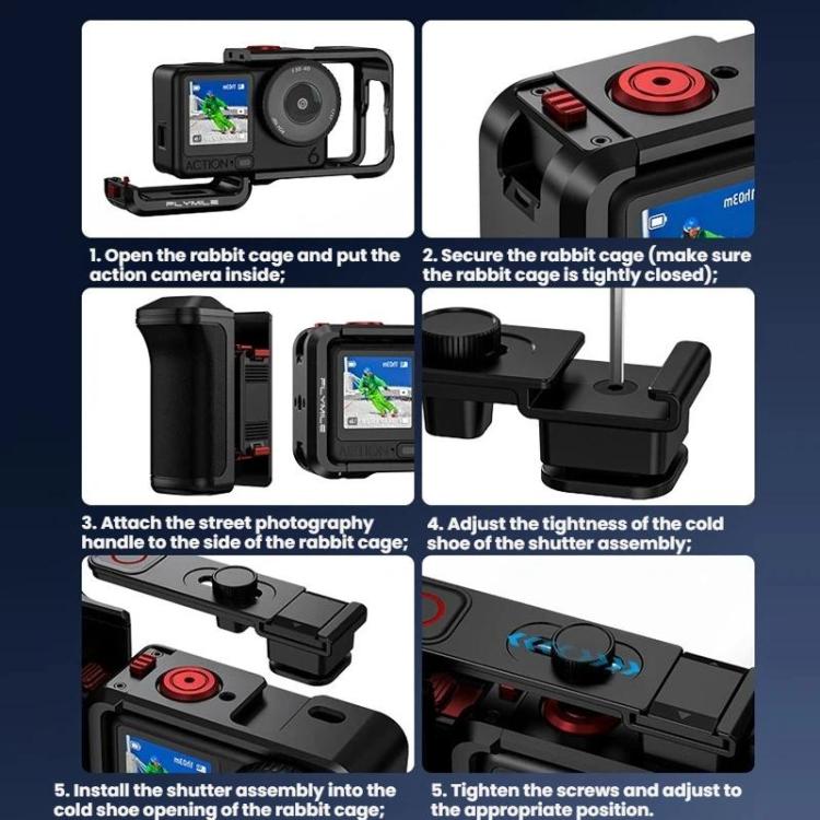 Per DJI Osmo Action 6, base a sgancio rapido magnetica Flymile, accessorio per videocamera sportiva portatile.