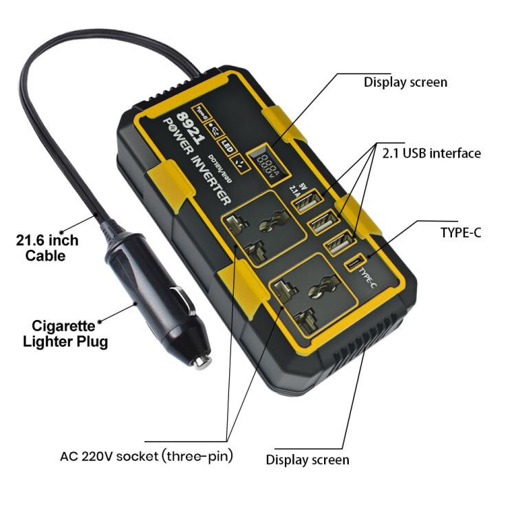Inverter di potenza multifunzione da 300 W per accendisigari auto