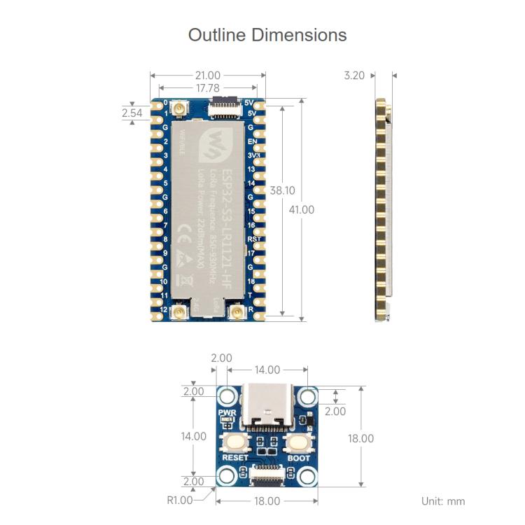 Scheda sviluppo Waveshare ESP32-S3 LoRa con chip LR1121