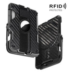Porta carte magnetico in metallo con supporto per telefono, blocco RFID e cinturino elastico per AirTag di seconda generazione e AirTag di prima generazione.