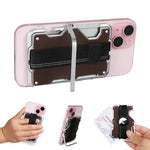 Porta carte magnetico in metallo con supporto per telefono, blocco RFID e cinturino elastico per AirTag di seconda generazione e AirTag di prima generazione.