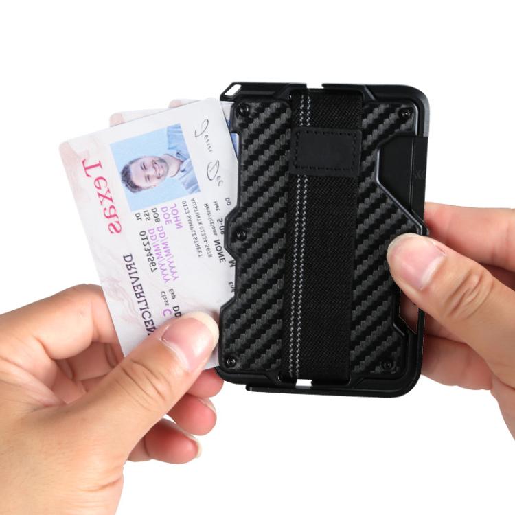 Porta carte magnetico in metallo con supporto per telefono, blocco RFID e cinturino elastico per AirTag di seconda generazione e AirTag di prima generazione.