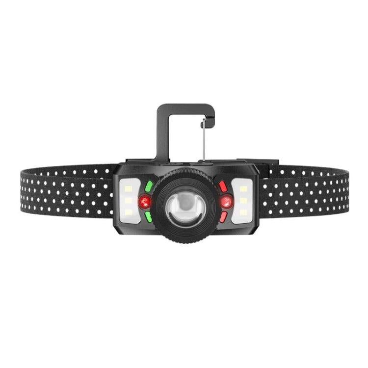 Lampada frontale a LED meccanica da esterno con zoom e luce diffusa, ricaricabile, ideale per la corsa notturna e la pesca., SMILING SHARK TD-0187A, SMILING SHARK TD-0187B