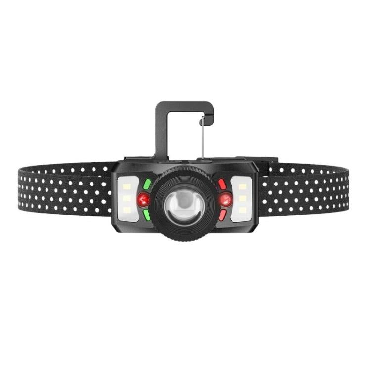 Lampada frontale a LED meccanica da esterno con zoom e luce diffusa, ricaricabile, ideale per la corsa notturna e la pesca., SMILING SHARK TD-0187A, SMILING SHARK TD-0187B