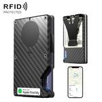 Portafoglio in metallo con funzione "Trova il mio" integrata, chip di localizzazione e blocco RFID, porta carte in alluminio anti-smarrimento con avviso sonoro.