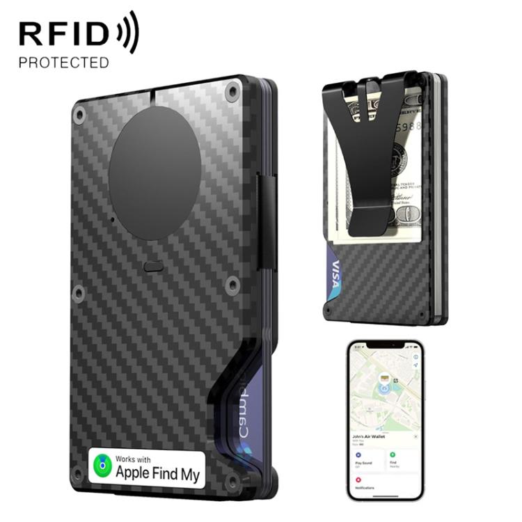 Portafoglio in metallo con funzione "Trova il mio" integrata, chip di localizzazione e blocco RFID, porta carte in alluminio anti-smarrimento con avviso sonoro.