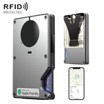 Portafoglio in metallo con funzione "Trova il mio" integrata, chip di localizzazione e blocco RFID, porta carte in alluminio anti-smarrimento con avviso sonoro.