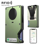 Portafoglio in metallo con funzione "Trova il mio" integrata, chip di localizzazione e blocco RFID, porta carte in alluminio anti-smarrimento con avviso sonoro.