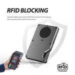 Portafoglio in metallo con funzione "Trova il mio" integrata, chip di localizzazione e blocco RFID, porta carte in alluminio anti-smarrimento con avviso sonoro.