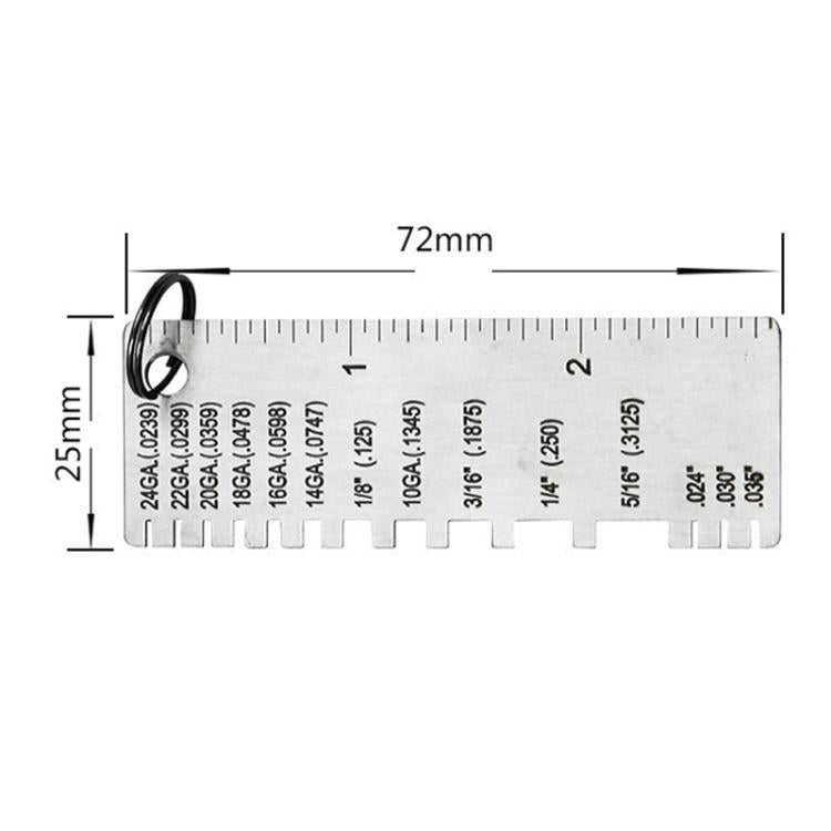 Spessimetro in acciaio inossidabile per l'ispezione delle saldature, 0.0239-0.035 inch
