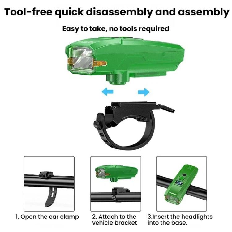 Faro anteriore per bicicletta per bambini SMILING SHARK QX-D435A con sensore di controllo della luce, display digitale, torcia portatile con clacson.