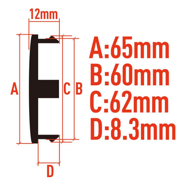 Set di 4 coprimozzi ruota modificati vuoti con diametro esterno di 65 mm