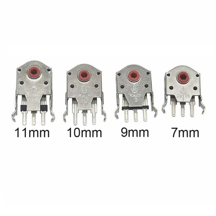 Kailh 5 pezzi Encoder per rotellina di scorrimento del mouse antipolvere con nucleo rosso, 7mm, 9mm, 10mm, 11mm