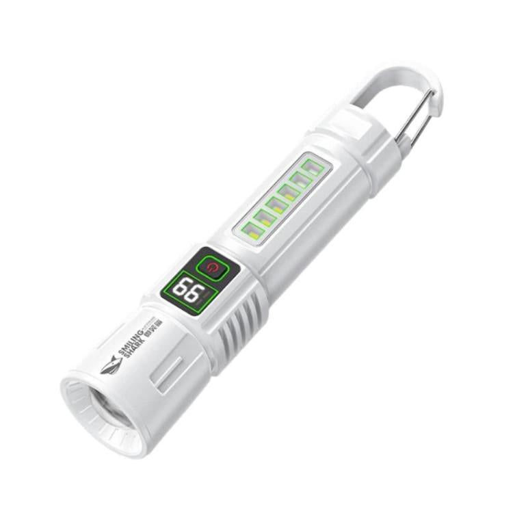 SMILING SHARK SD-5424A Torcia portatile super luminosa con display digitale, gancio, zoom e telescopica, ideale per esterni., SD-5424A