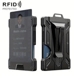 Porta badge in alluminio con protezione RFID e finestra trasparente per la carta, portafoglio in metallo per tessere identificative con clip da cintura.