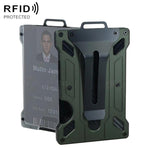 Porta badge in alluminio con protezione RFID e finestra trasparente per la carta, portafoglio in metallo per tessere identificative con clip da cintura.