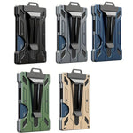 Porta badge in alluminio con protezione RFID e finestra trasparente per la carta, portafoglio in metallo per tessere identificative con clip da cintura.