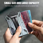 Porta badge in alluminio con protezione RFID e finestra trasparente per la carta, portafoglio in metallo per tessere identificative con clip da cintura.